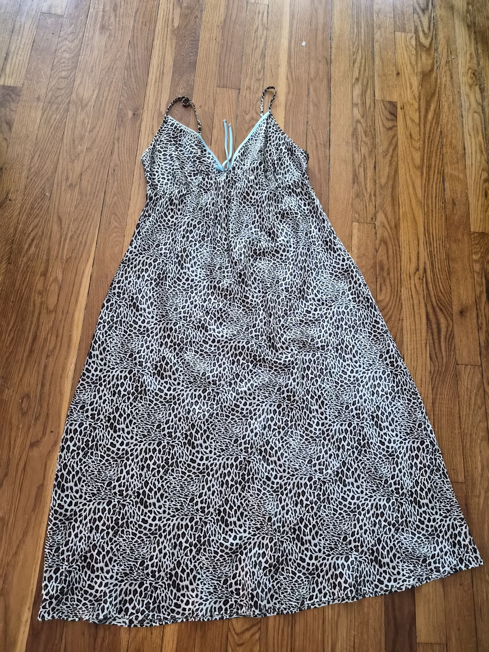 Women’s Leopard-Print Slip  with Aqua Trim